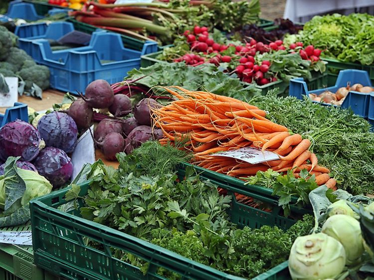  Vegetables at a farmers' market stall