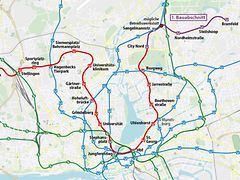 Map of the planned stops of the U5 underground train in Hamburg