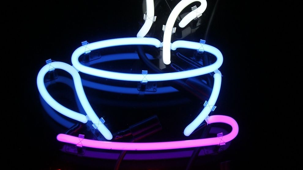  Neon sign advertising coffee